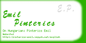 emil pinterics business card